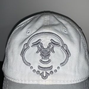 White Gray Cap Dad Hat Strap Back Buddha Logo